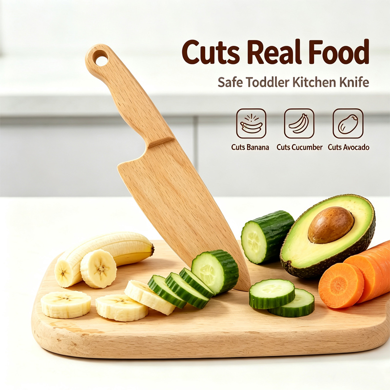 Kids Outdoor Kitchen Accessories - Cuchillo de madera para niños para